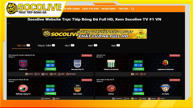 Socolive tv trực tiếp bóng đá với giao diện đẹp mắt